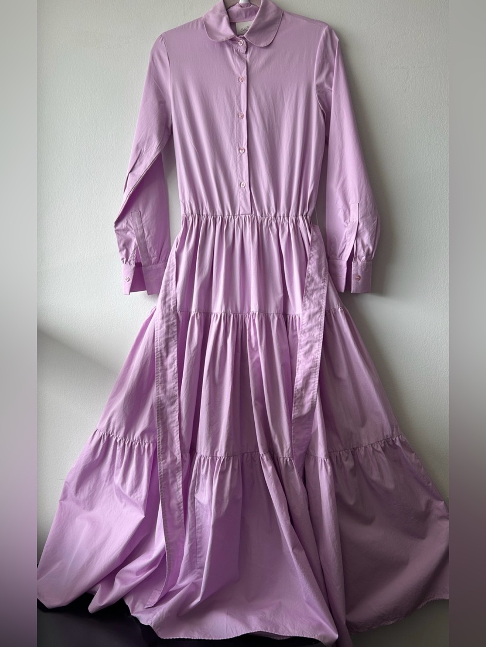 Edito By Simons BELTED TIERED Maxi SHIRTDRESS in Lavender - Picture 3 of 12